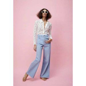 Zara The Trute Women's Wide Leg Light Blue High Rise Jeans Size 4